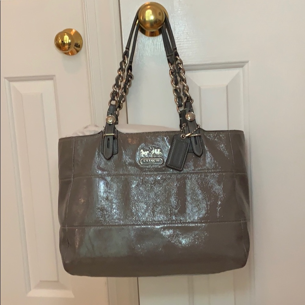 COACH Patent Leather Tribeca East//West Tote